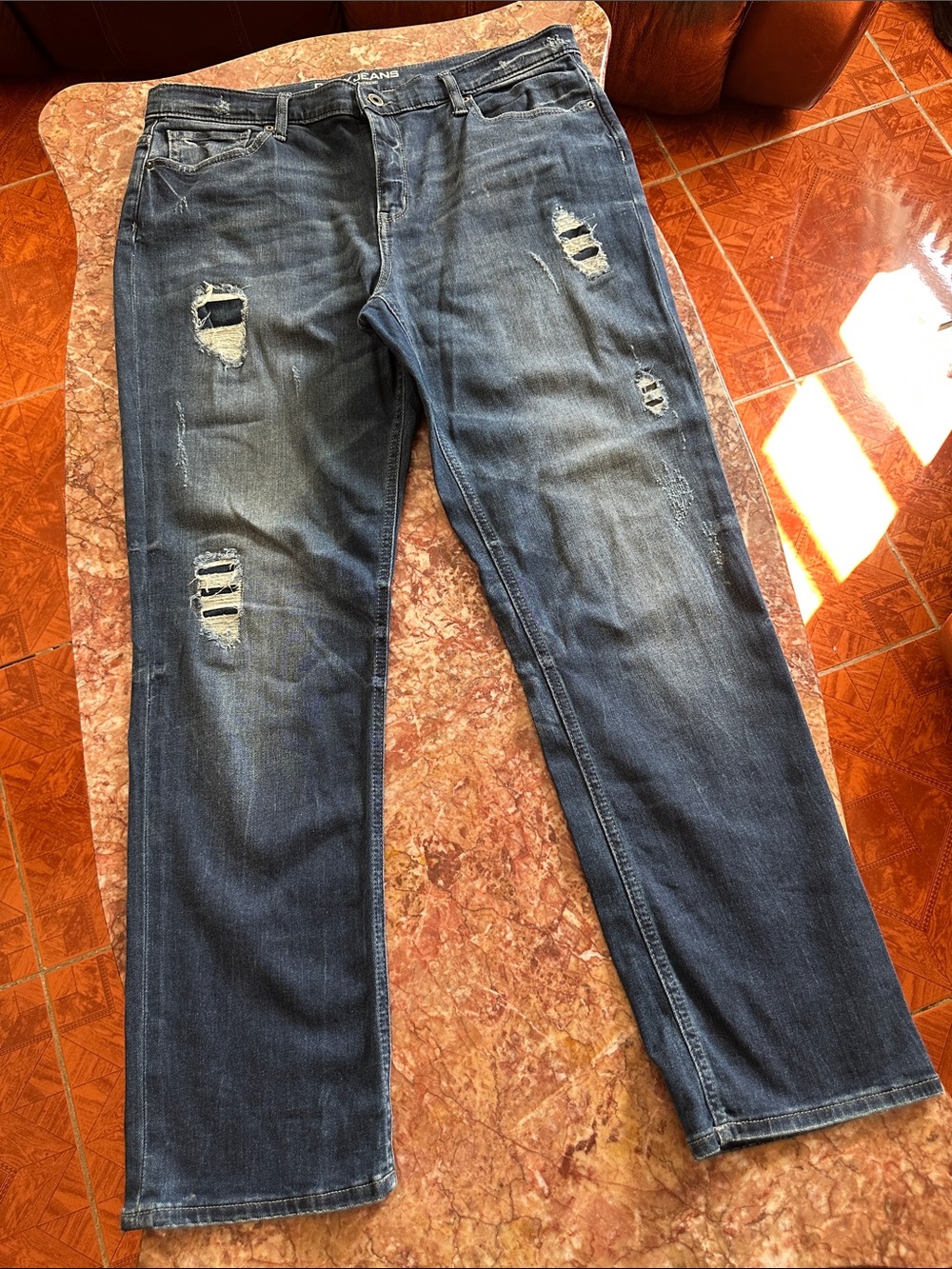 Dkny Women’s Distressed Dark Blue Straight Jeans